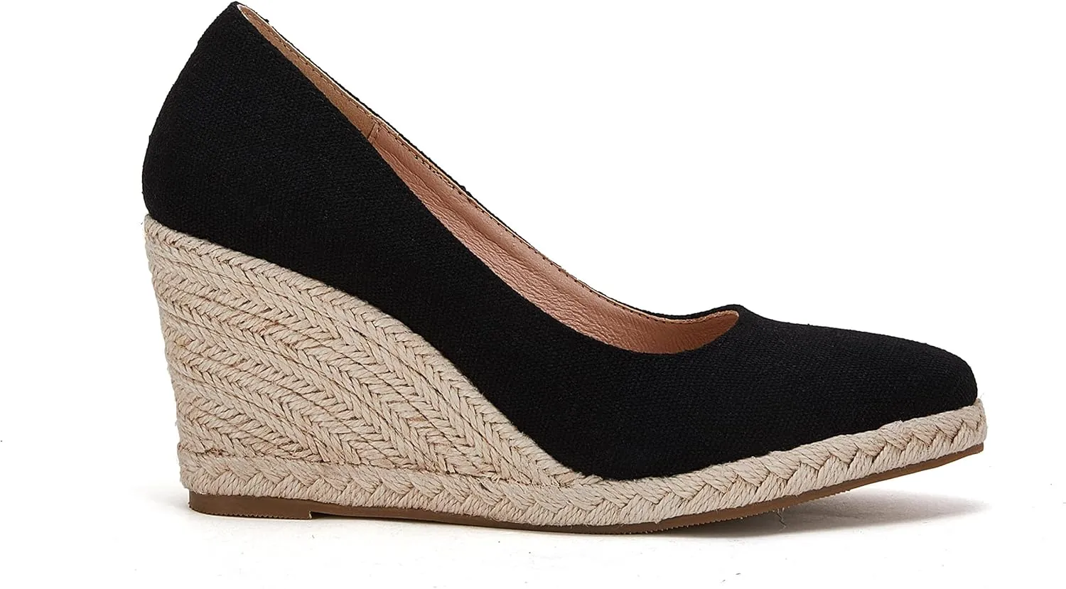 Ruanyu Women's Platform Espadrilles Wedge Sandals Slip On Solid Color Closed Pointed Toe Comfortable Wedge Pumps Shoes