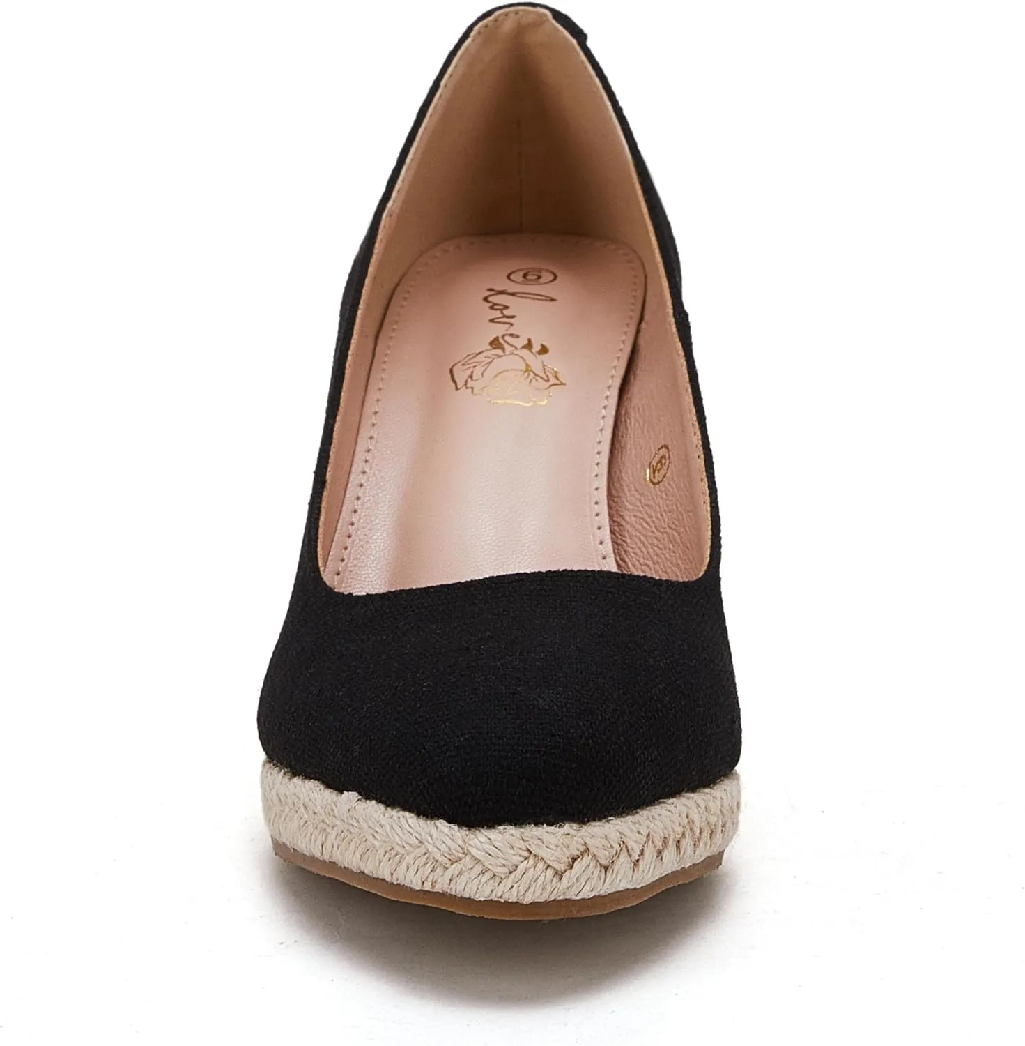Ruanyu Women's Platform Espadrilles Wedge Sandals Slip On Solid Color Closed Pointed Toe Comfortable Wedge Pumps Shoes