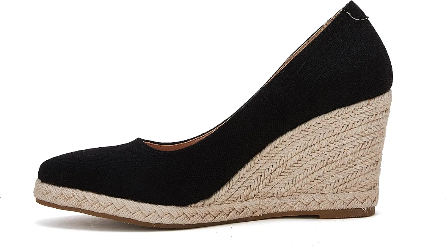 Ruanyu Women's Platform Espadrilles Wedge Sandals Slip On Solid Color Closed Pointed Toe Comfortable Wedge Pumps Shoes