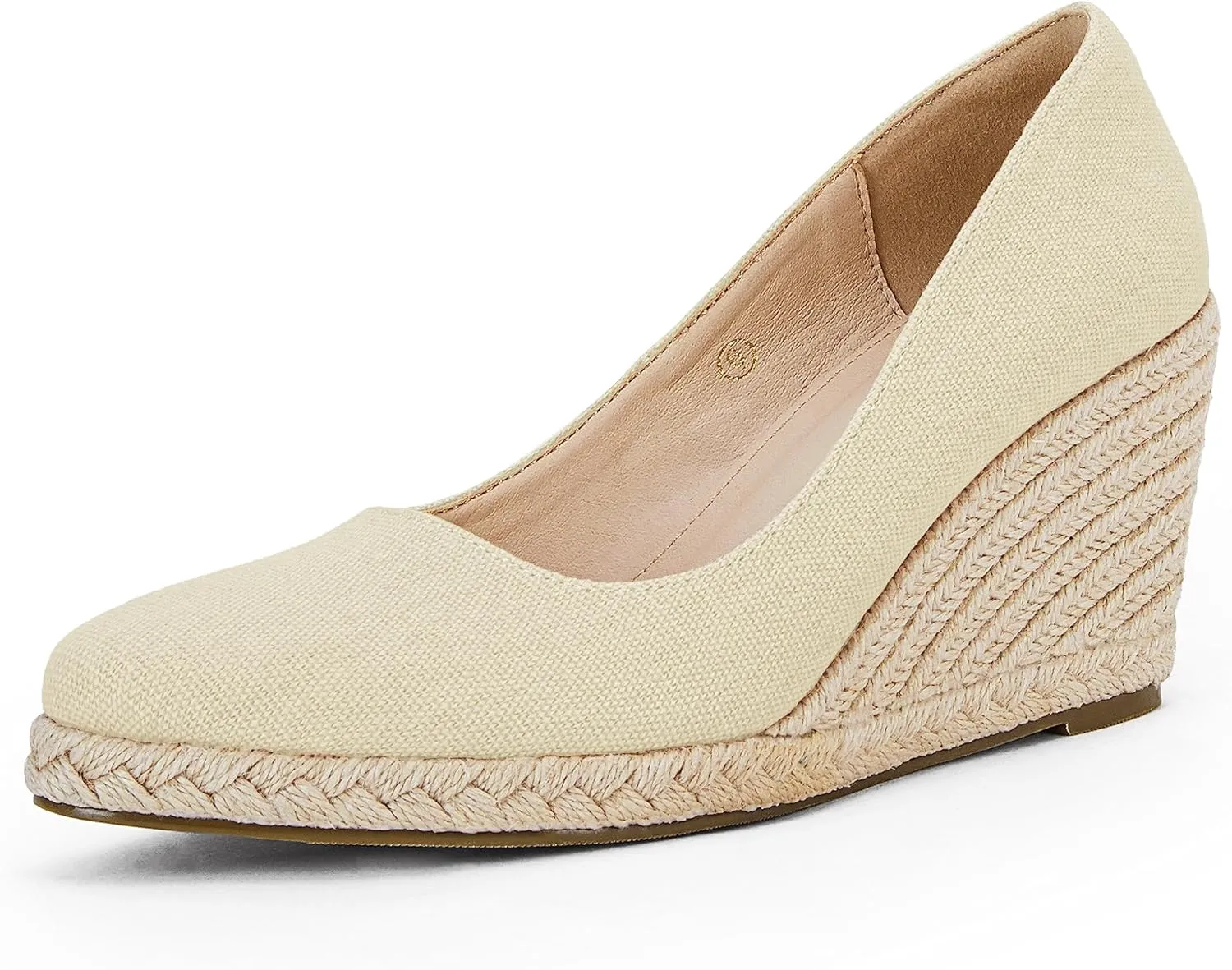 Ruanyu Women's Platform Espadrilles Wedge Sandals Slip On Solid Color Closed Pointed Toe Comfortable Wedge Pumps Shoes