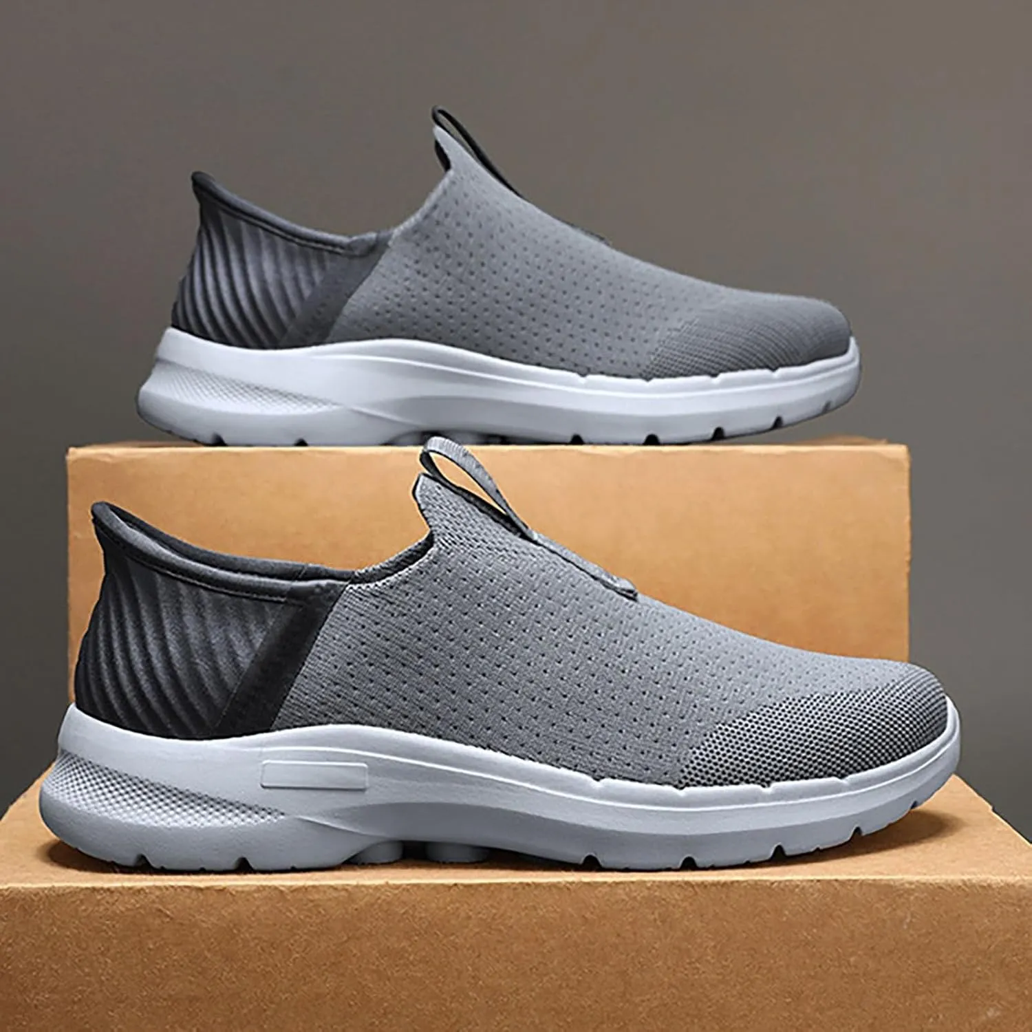 Running Shoes for Men Wide Feet Brown Casual Shoes White Sneakers Women's Soft Sole Mesh Comfort Orthopedic Waterproof Tennis Shoe Loafers Casual Slip On