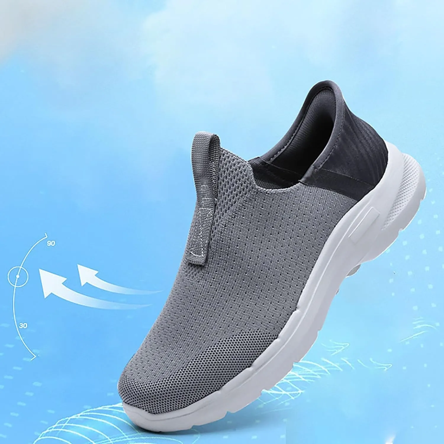 Running Shoes for Men Wide Feet Brown Casual Shoes White Sneakers Women's Soft Sole Mesh Comfort Orthopedic Waterproof Tennis Shoe Loafers Casual Slip On