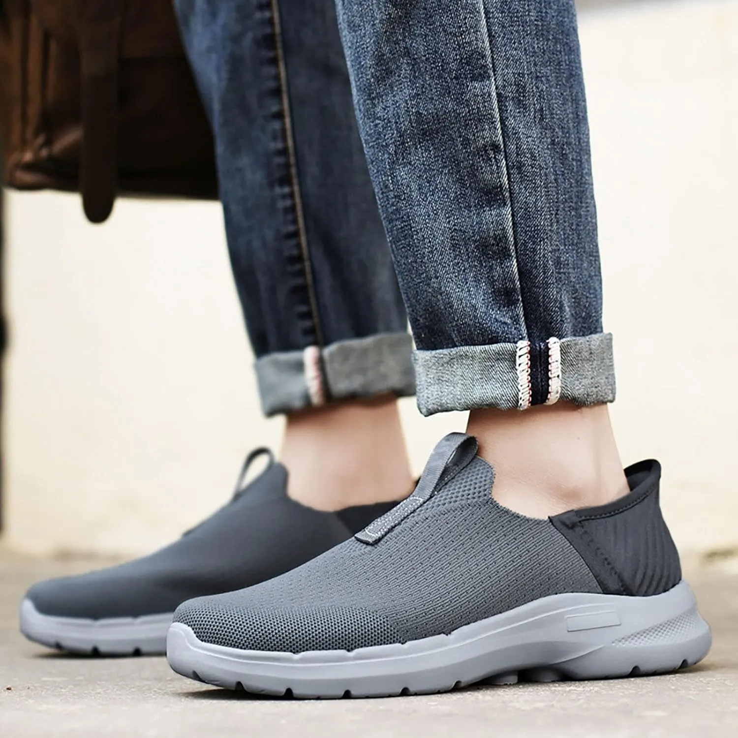 Running Shoes for Men Wide Feet Brown Casual Shoes White Sneakers Women's Soft Sole Mesh Comfort Orthopedic Waterproof Tennis Shoe Loafers Casual Slip On