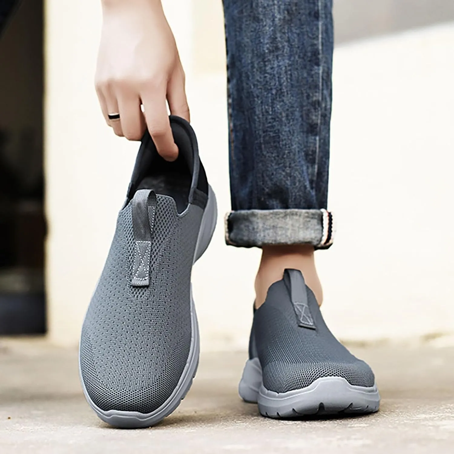 Running Shoes for Men Wide Feet Brown Casual Shoes White Sneakers Women's Soft Sole Mesh Comfort Orthopedic Waterproof Tennis Shoe Loafers Casual Slip On