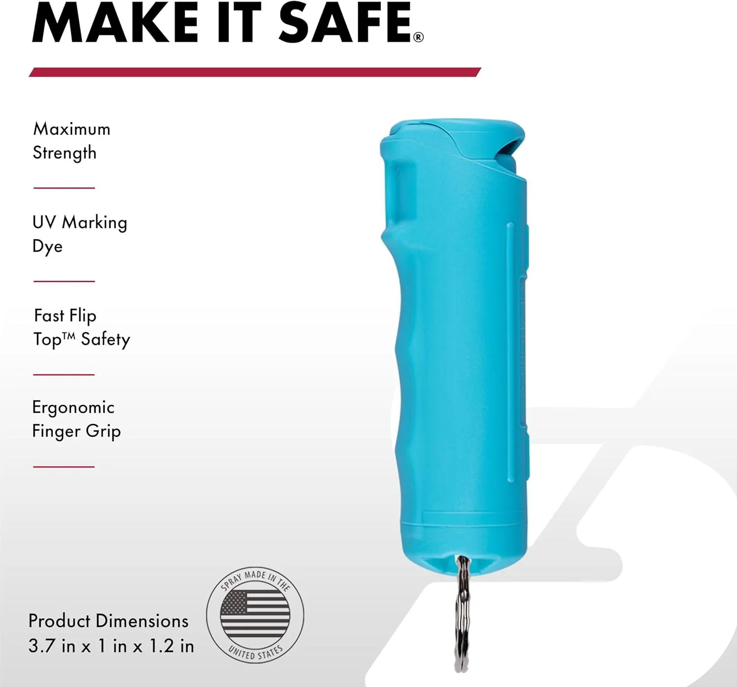 SABRE Pepper Spray with Fast Flip Top, Maximum Police Strength OC Spray, Key Ring for Easy Carry and Fast Access, Finger Grip for More Accurate and Faster Aim, 0.54 fl oz, Secure and Easy to Use