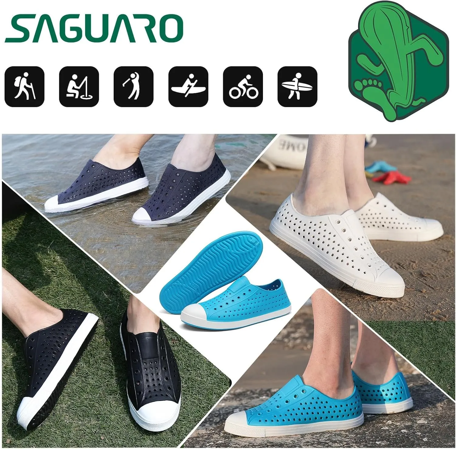 SAGUARO Mens Garden Shoes for Women Breathable Slip-On Gardening Clogs Quick Dry Non-Slip Water Shoe Outdoor Beach Sandals Aero XVII