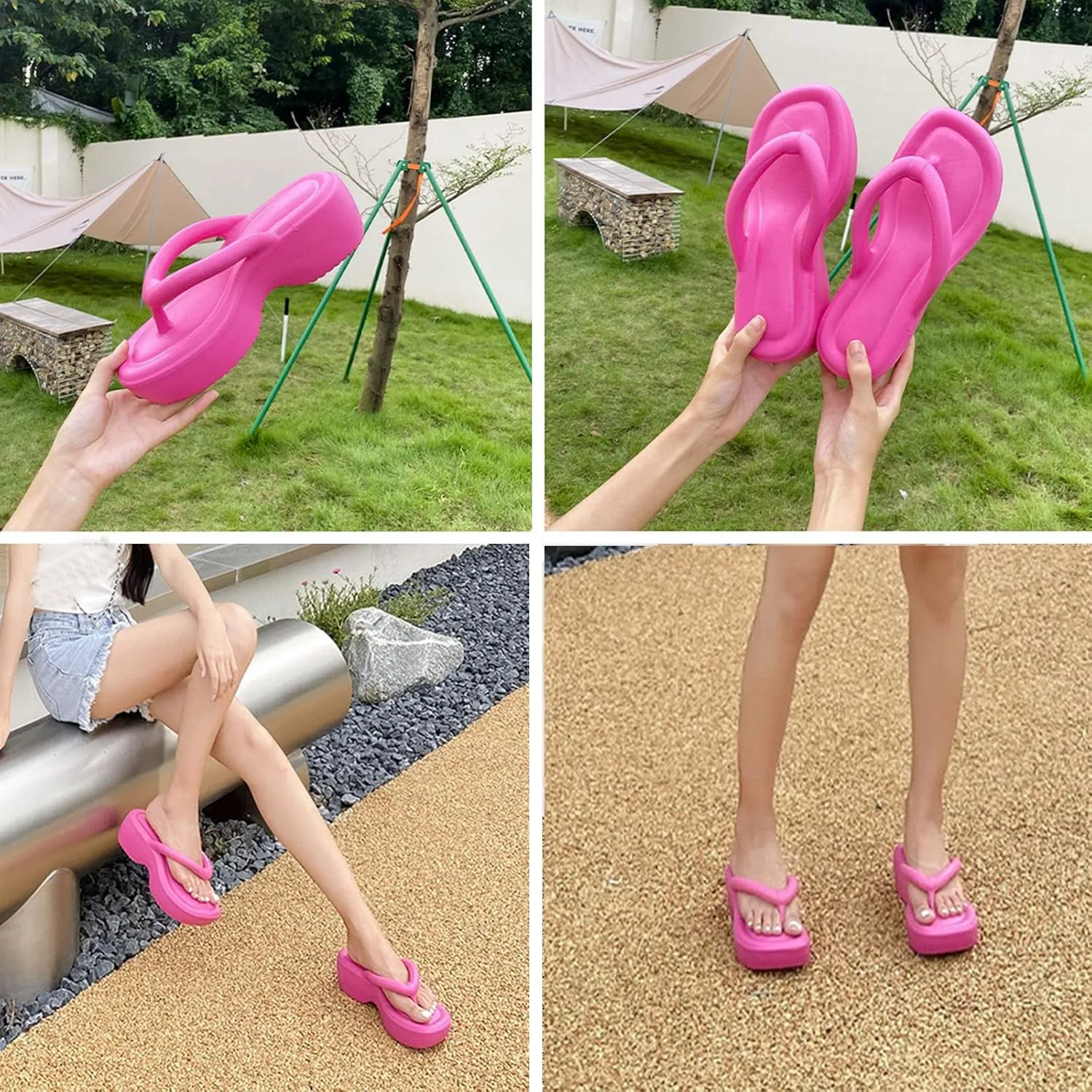 SALIGNA Women's Platform Flip Flop with Arch Support Casual Comfortable Wedge Flip-Flops Summer Beach Sandals Thong Slippers