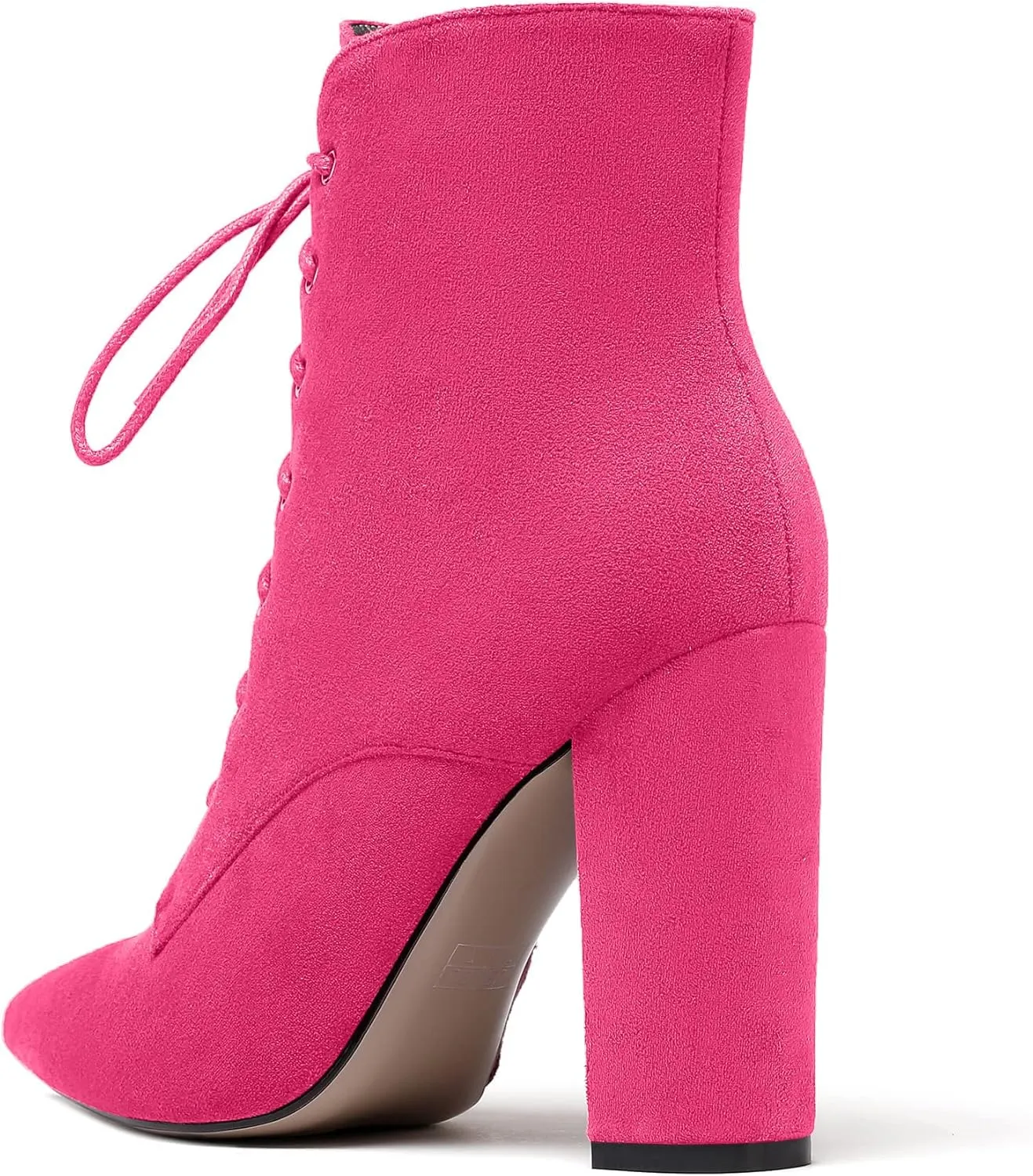 SAMMITOP Women's Chunky Heel Ankle Boots Pointed Toe Lace Up Diamond Embedded Heel Shoes