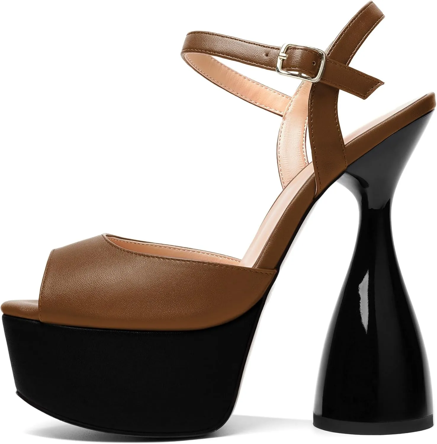 SAMMITOP Women's Platform Chunky High Heel Sandals Strappy Peep Toe Ankle Strap Block Wedding Party Pumps Shoes