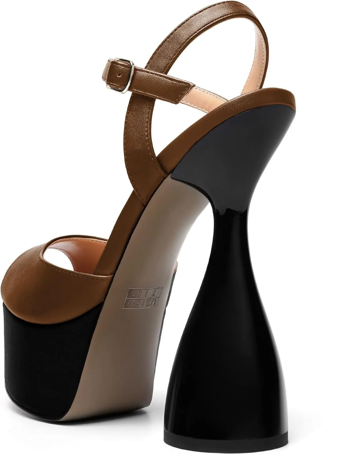 SAMMITOP Women's Platform Chunky High Heel Sandals Strappy Peep Toe Ankle Strap Block Wedding Party Pumps Shoes