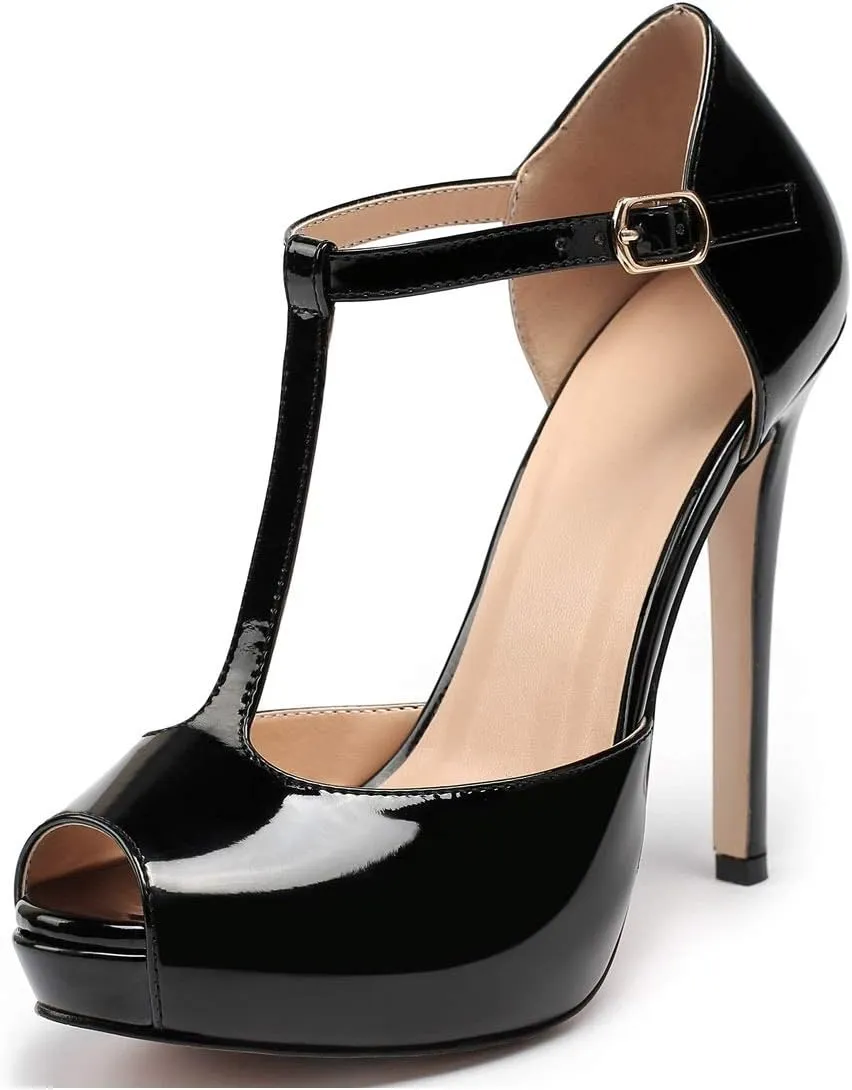 SAMMITOP Women's Platform High Heels Ankle Strap Sandals Mary Jane Platform Pumps Shoes