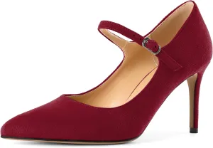 SAMMITOP Women's Pointed Toe Mary Jane Pumps 85mm Heel Party Dress Shoes