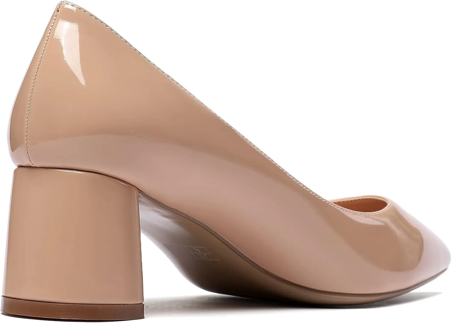 SAMMITOP Women's Women's Chunky Heels Slip-on Pumps Comfortable Leather Mid Heel Pointed Toe Block Office Classic Shoes 5 cm Heel