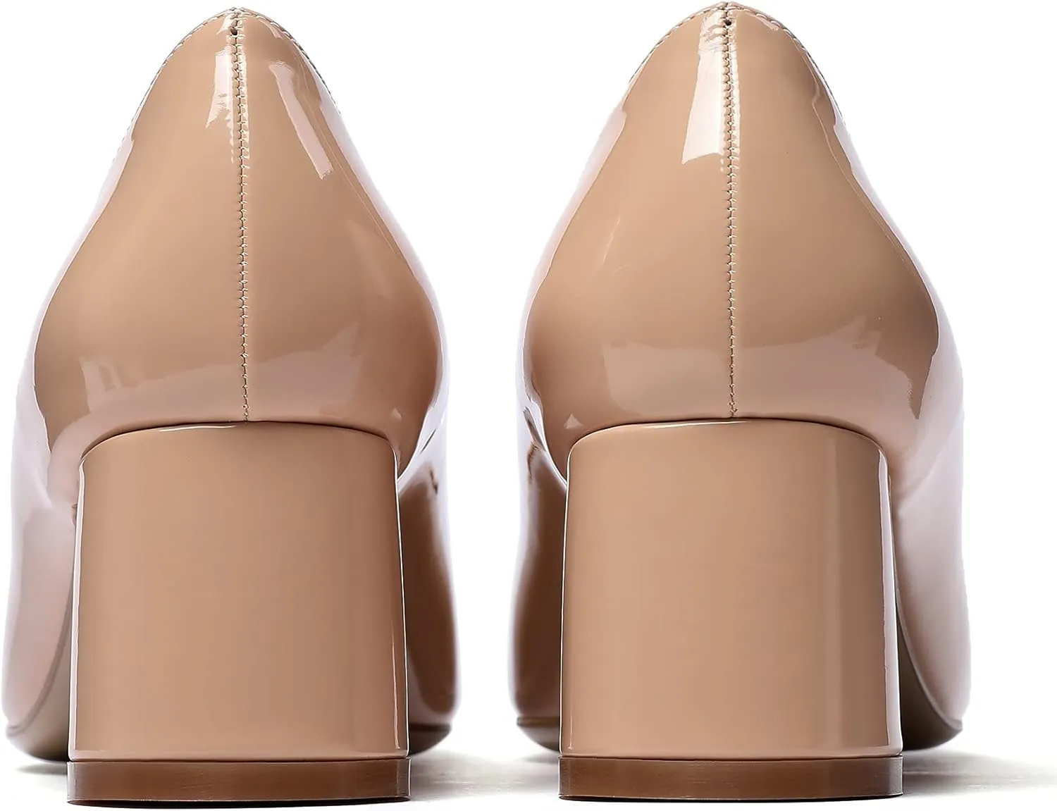 SAMMITOP Women's Women's Chunky Heels Slip-on Pumps Comfortable Leather Mid Heel Pointed Toe Block Office Classic Shoes 5 cm Heel