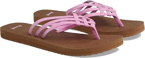 Sanuk Women's Yoga Sandy Flip-Flop Sandals with Soft Yoga Mat Footbed for All-Day Comfort, Pink