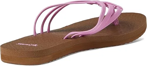 Sanuk Women's Yoga Sandy Flip-Flop Sandals with Soft Yoga Mat Footbed for All-Day Comfort, Pink