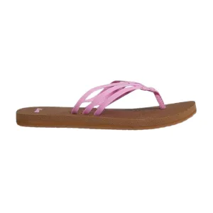 Sanuk Women's Yoga Sandy Flip-Flop Sandals with Soft Yoga Mat Footbed for All-Day Comfort, Pink