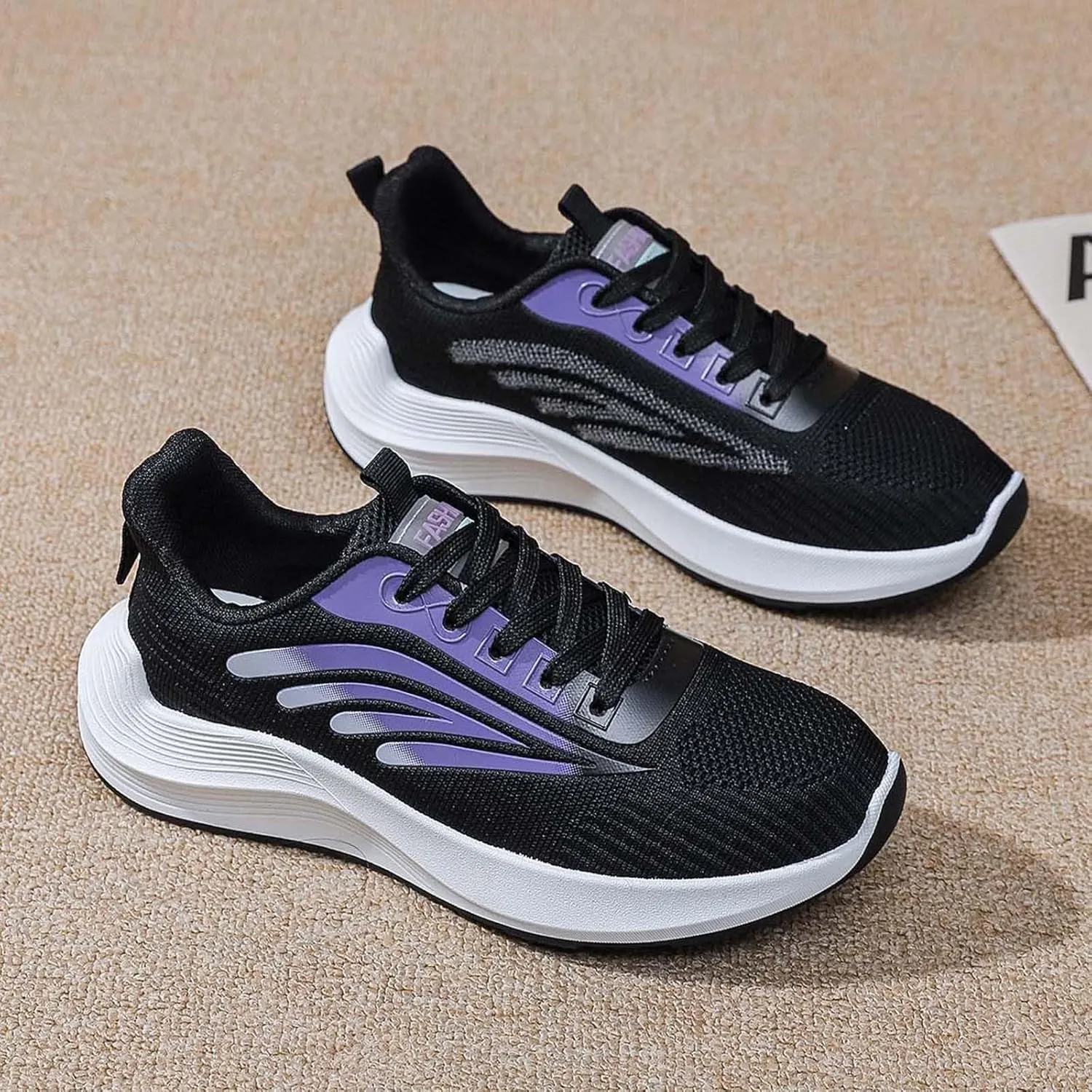 SBGMoSJ Black Sneakers Women Trendy Slip On Shoes Women Wide Toe Womens Slip On Shoes Size 9 1/2 Plantar Fasciitis Women Shoes Comfy Walking Shoes for Women Dressy