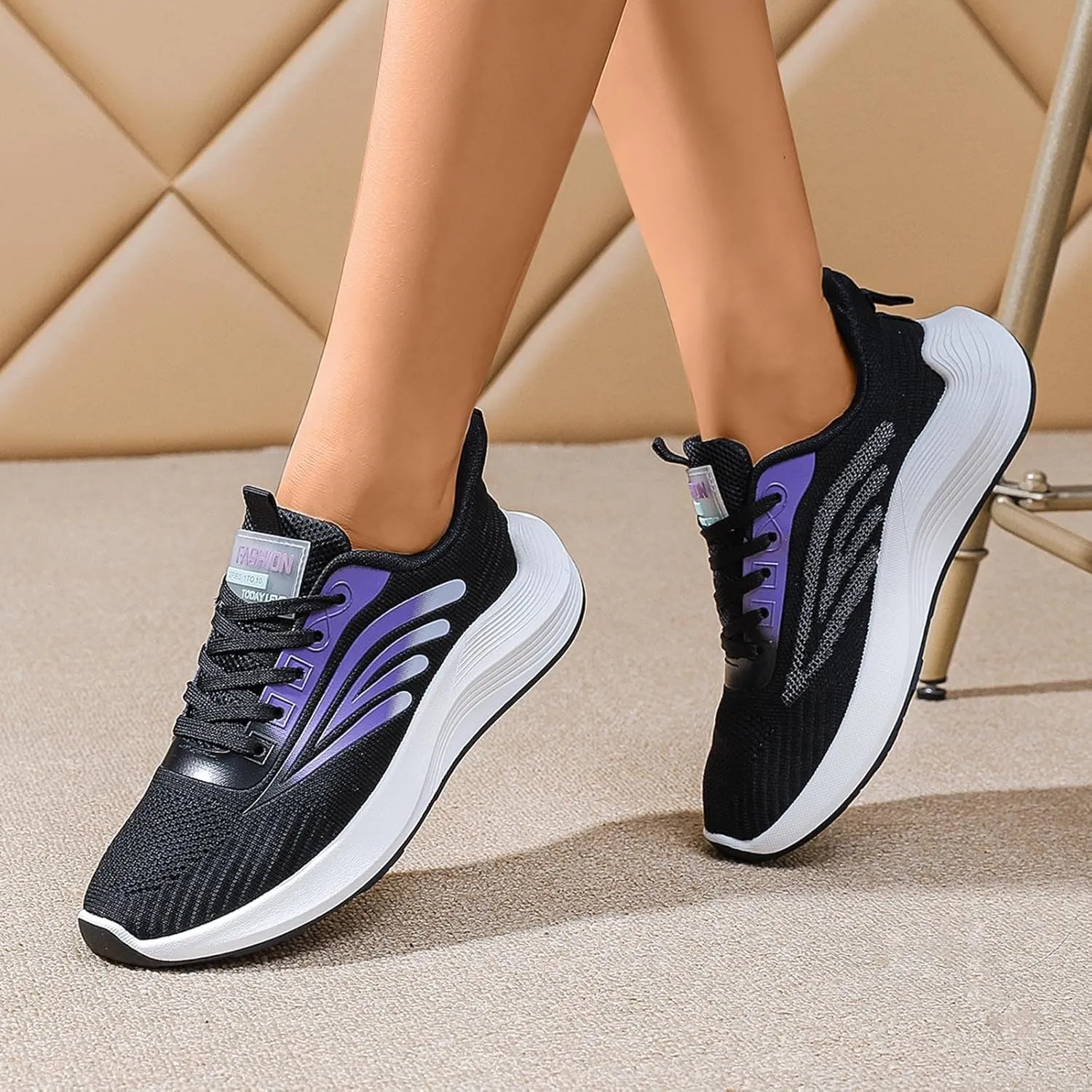 SBGMoSJ Black Sneakers Women Trendy Slip On Shoes Women Wide Toe Womens Slip On Shoes Size 9 1/2 Plantar Fasciitis Women Shoes Comfy Walking Shoes for Women Dressy