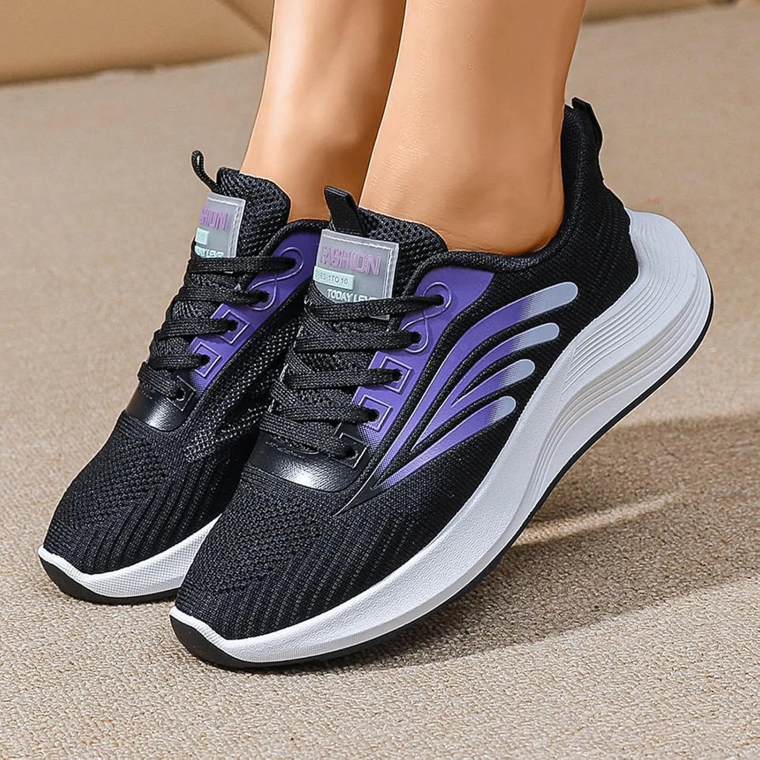 SBGMoSJ Black Sneakers Women Trendy Slip On Shoes Women Wide Toe Womens Slip On Shoes Size 9 1/2 Plantar Fasciitis Women Shoes Comfy Walking Shoes for Women Dressy