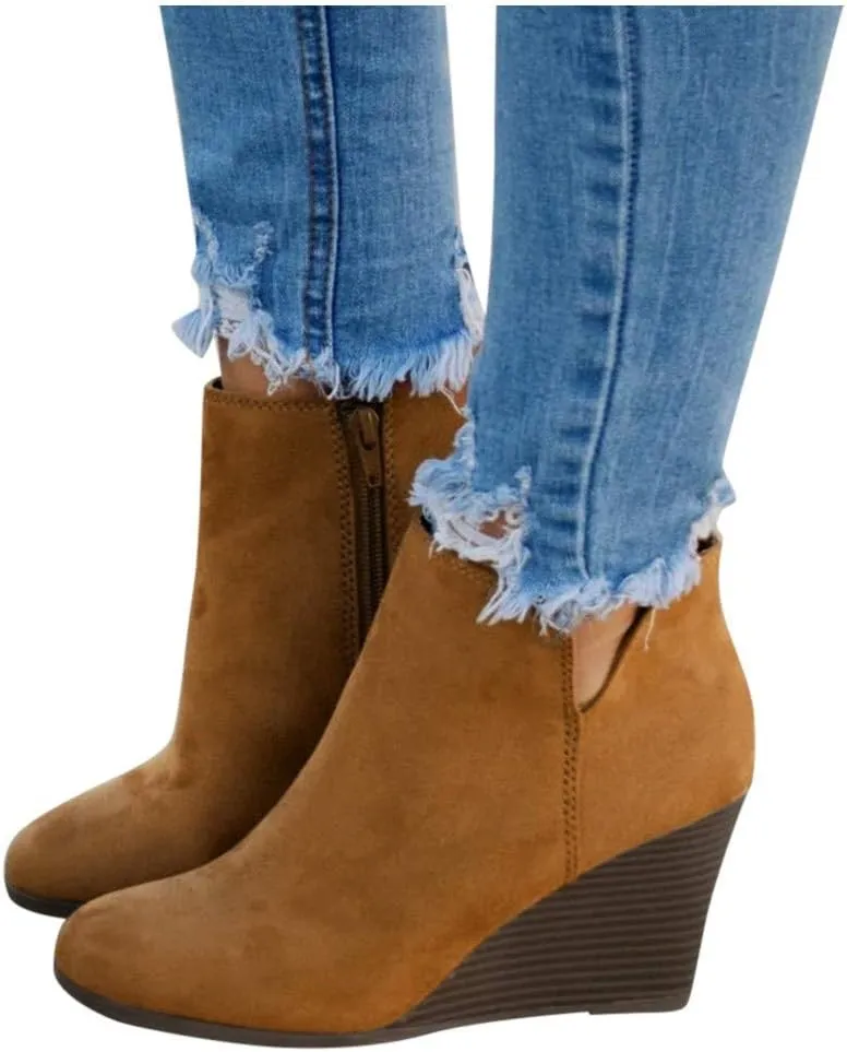 SBGMoSJ Women's Flat Ankle Boots Ankle Booties for Women Low Heel Dressy Low Boots for Women Ankle Booties Short Brown Winter Boots for Women Black Ankle Boots for Women Flat Heel