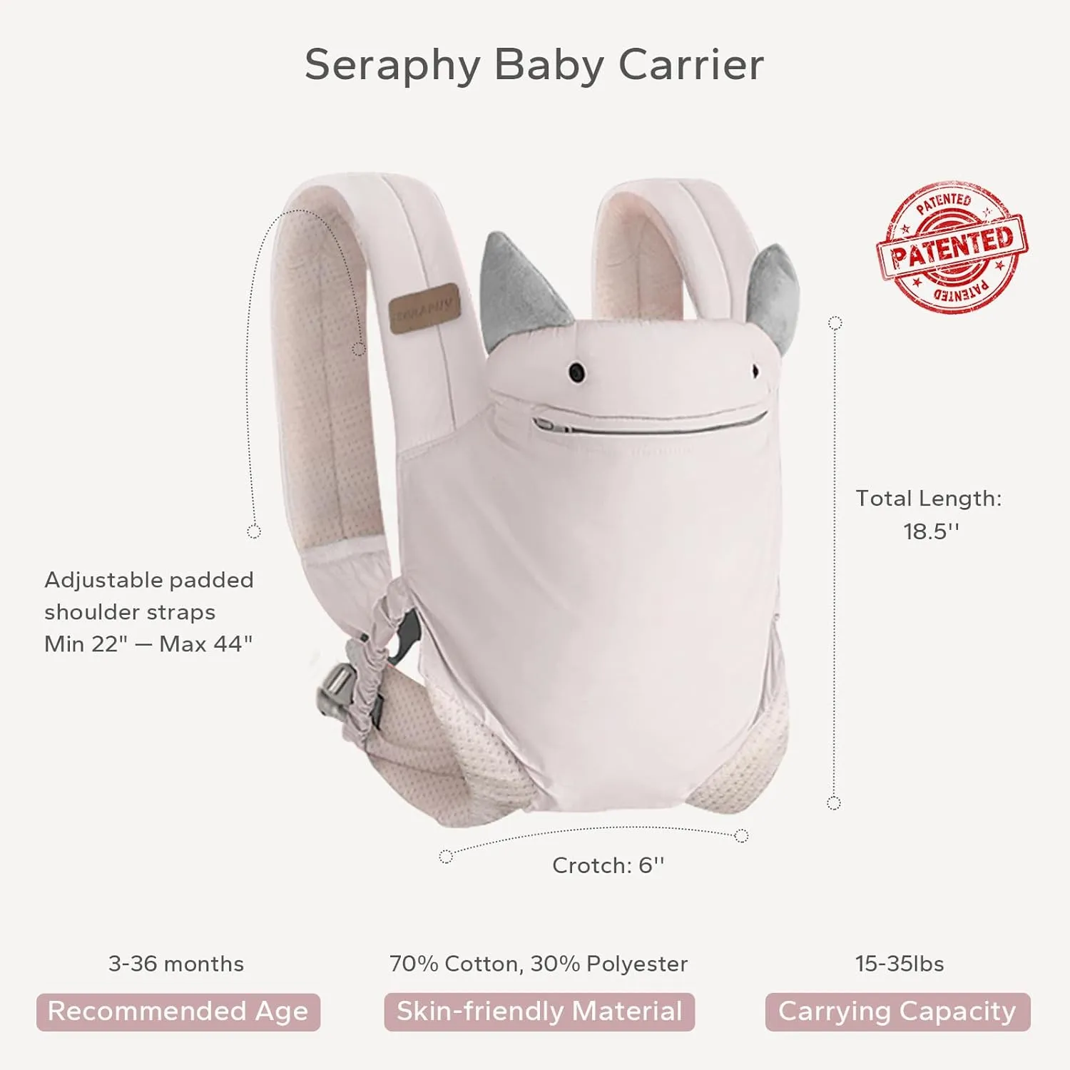SERAPHY Baby Carrier with Pocket, 4-in-1 Breathable Infant Carrier Newborn to Toddler, Adjustable Multi-Position Baby Sling for Babies 3-36M (15-35lbs)-Grey