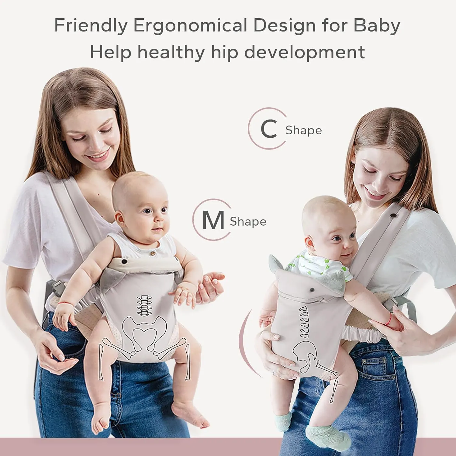 SERAPHY Baby Carrier with Pocket, 4-in-1 Breathable Infant Carrier Newborn to Toddler, Adjustable Multi-Position Baby Sling for Babies 3-36M (15-35lbs)-Grey