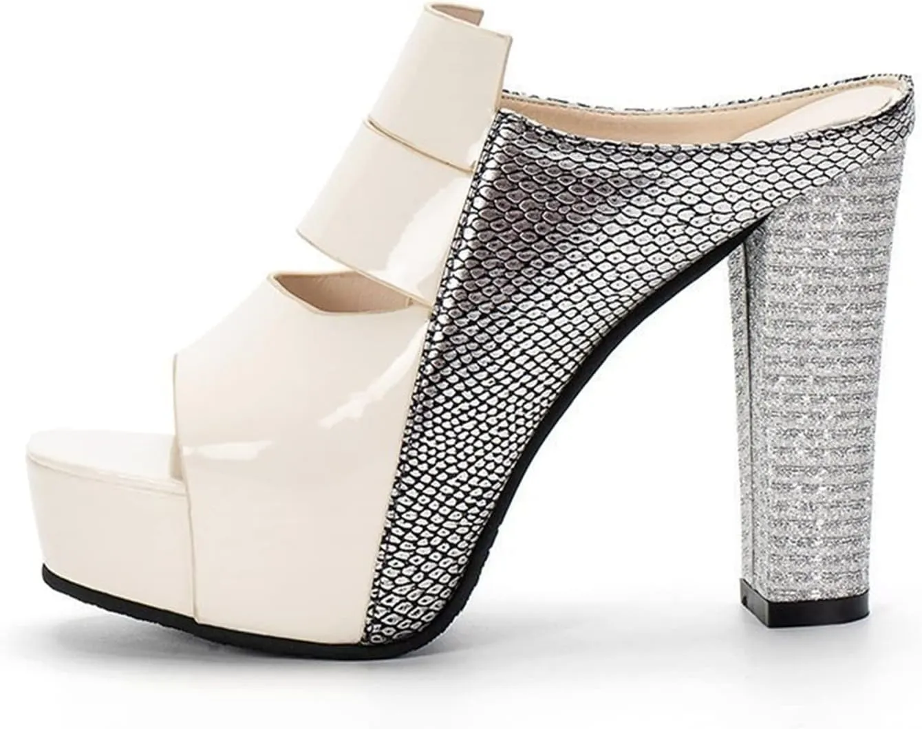 Sexy Chunky Open-Toe Slip-on Low-top Fashion Slippers Platform Fashion Sandals Elegant Casual Slippers Women's Locker Room Shoes (Color : Beige, Shoe Size : 4.5)