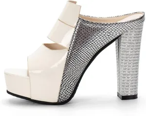 Sexy Chunky Open-Toe Slip-on Low-top Fashion Slippers Platform Fashion Sandals Elegant Casual Slippers Women's Locker Room Shoes (Color : Beige, Shoe Size : 4.5)