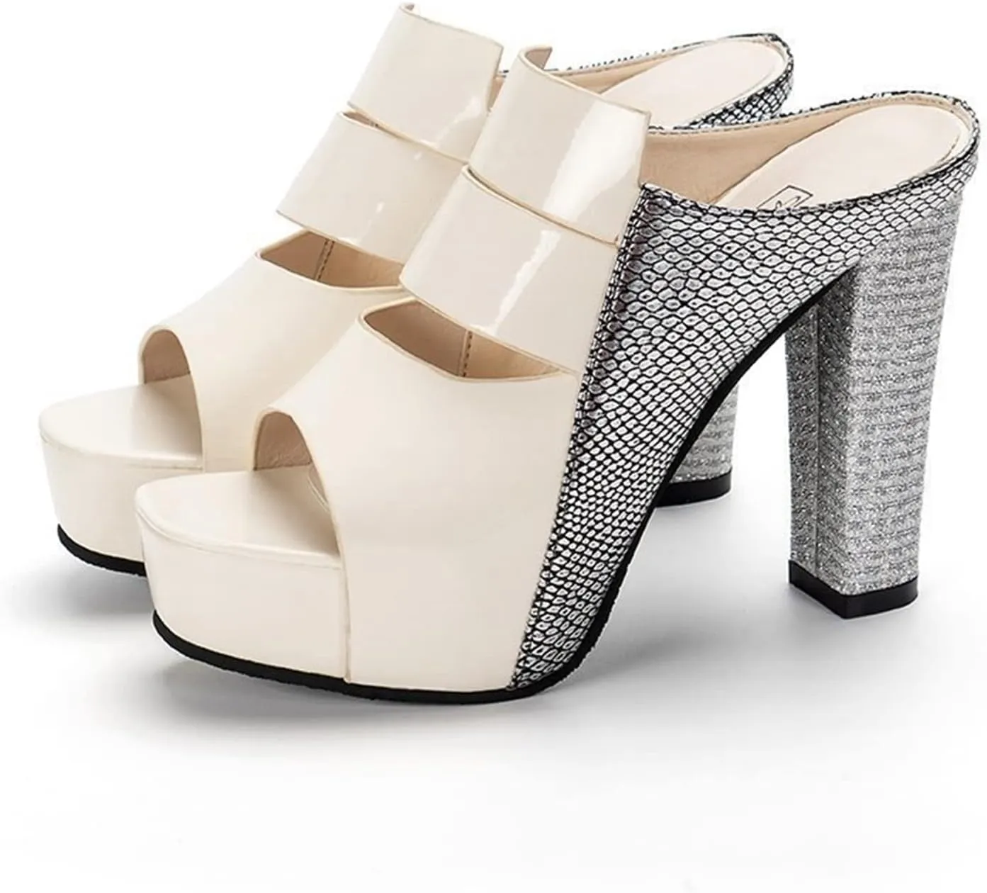 Sexy Chunky Open-Toe Slip-on Low-top Fashion Slippers Platform Fashion Sandals Elegant Casual Slippers Women's Locker Room Shoes (Color : Beige, Shoe Size : 4.5)