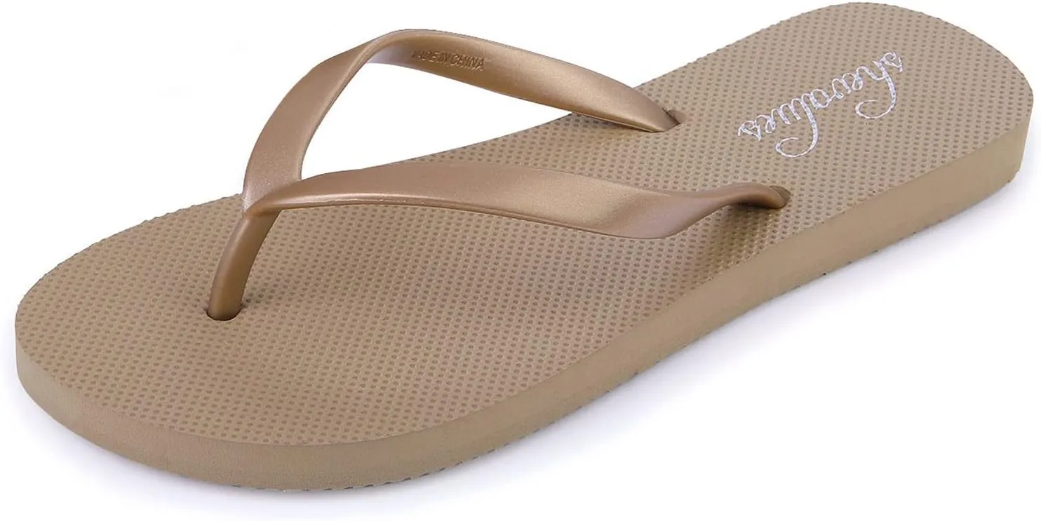 shevalues Slim Flip Flops for Women Beach Rubber Shower Shoes Basic Thong Sandals