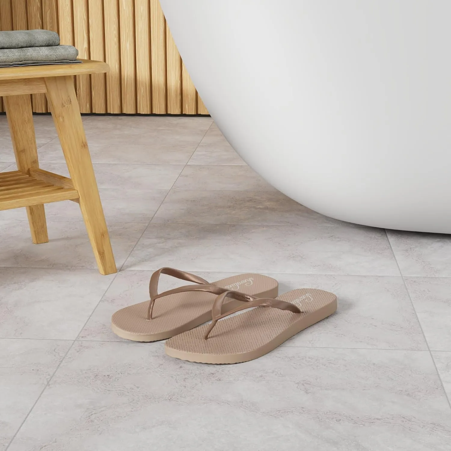 shevalues Slim Flip Flops for Women Beach Rubber Shower Shoes Basic Thong Sandals