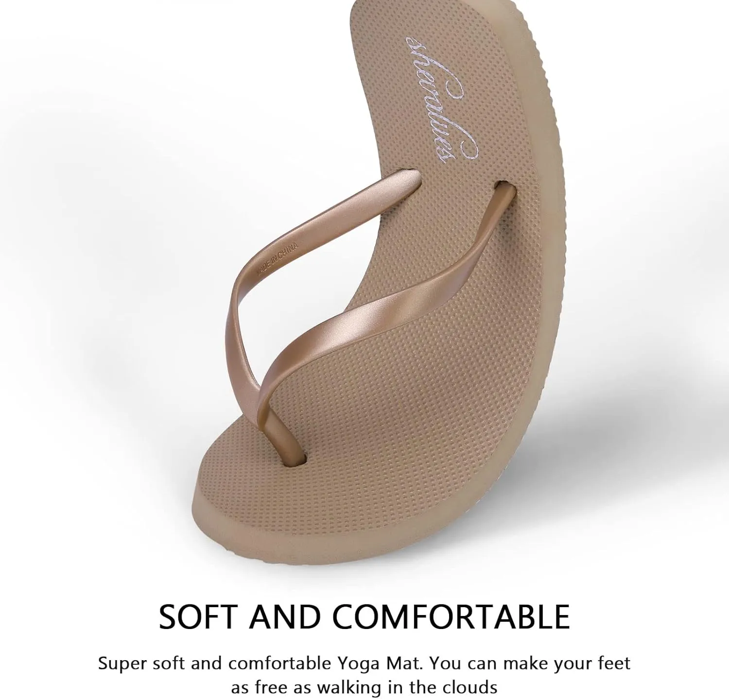 shevalues Slim Flip Flops for Women Beach Rubber Shower Shoes Basic Thong Sandals