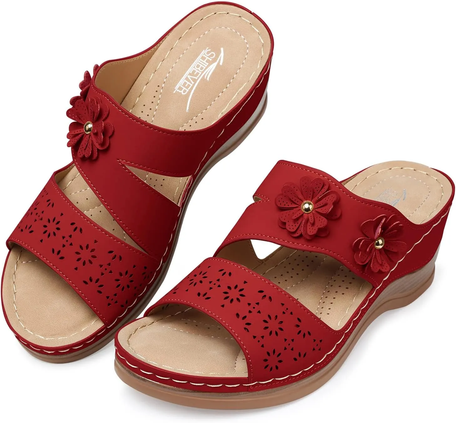 SHIBEVER Wedge Sandals for Dressy Women Platform Summer Womens Low Heels Arch Support Sandal