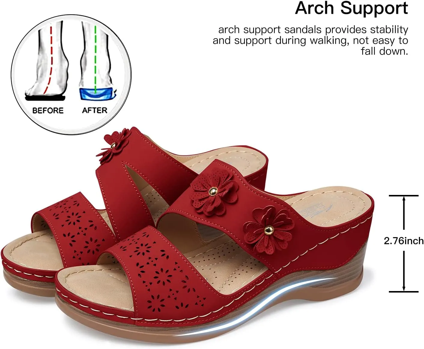 SHIBEVER Wedge Sandals for Dressy Women Platform Summer Womens Low Heels Arch Support Sandal