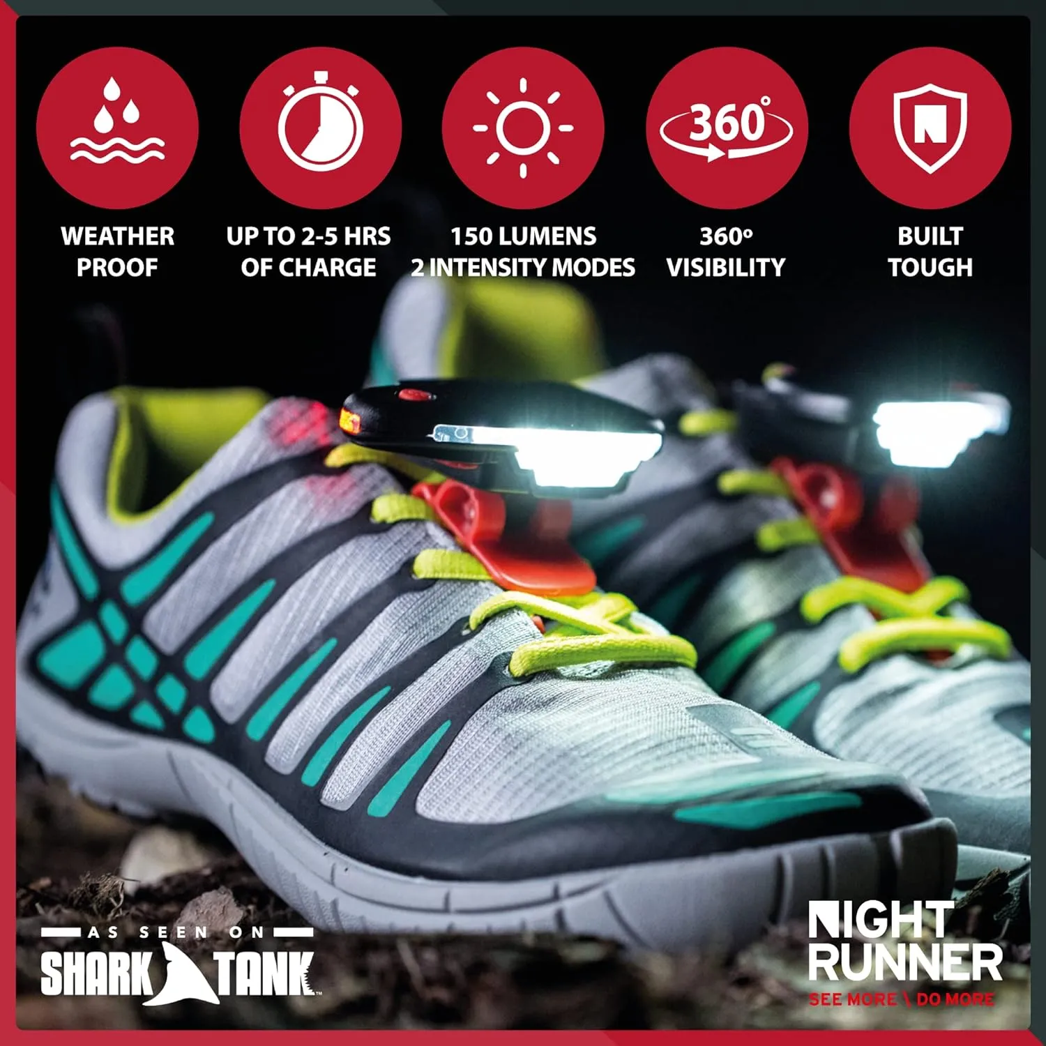 Shoe Lights - Rechargeable Battery & Waterproof Light for Runners, Dog Walking, Hiking - Best Safety Running Gear for High Visibility in Low Light
