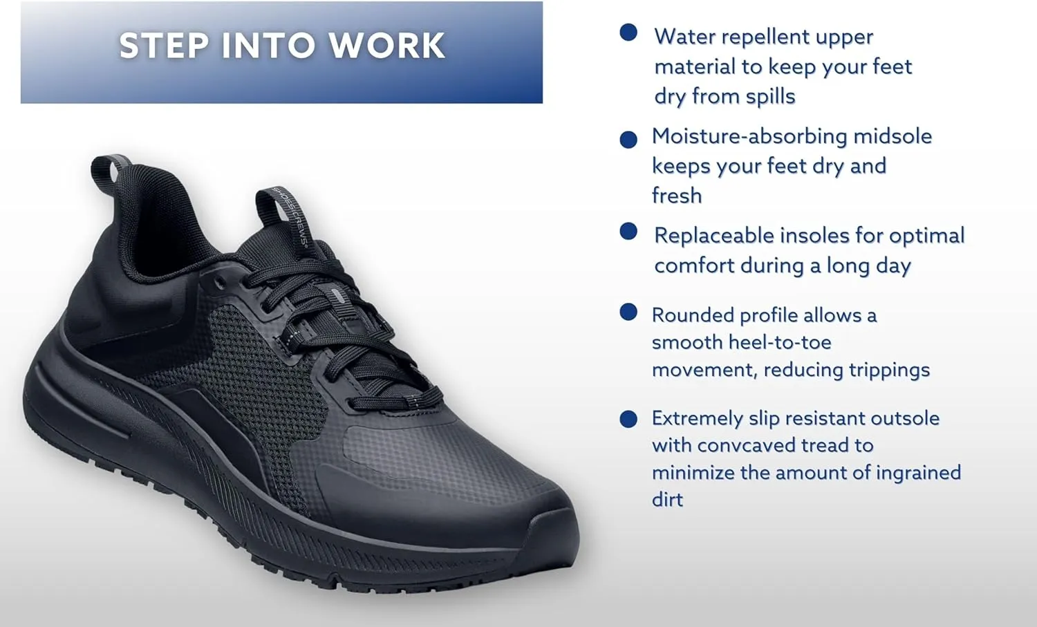 Shoes for Crews Crossing, Men's Slip Resistant Work Shoes, Healthcare and Food Service Sneakers, Water Resistant, Black or White