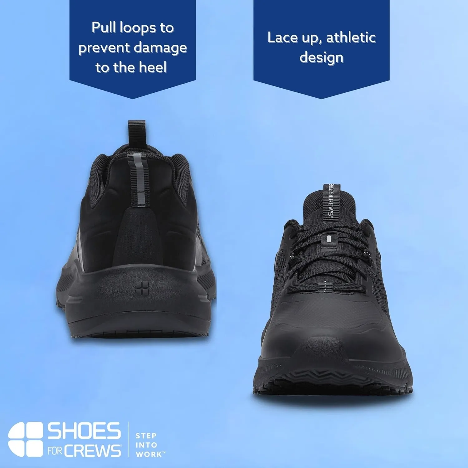 Shoes for Crews Crossing, Men's Slip Resistant Work Shoes, Healthcare and Food Service Sneakers, Water Resistant, Black or White