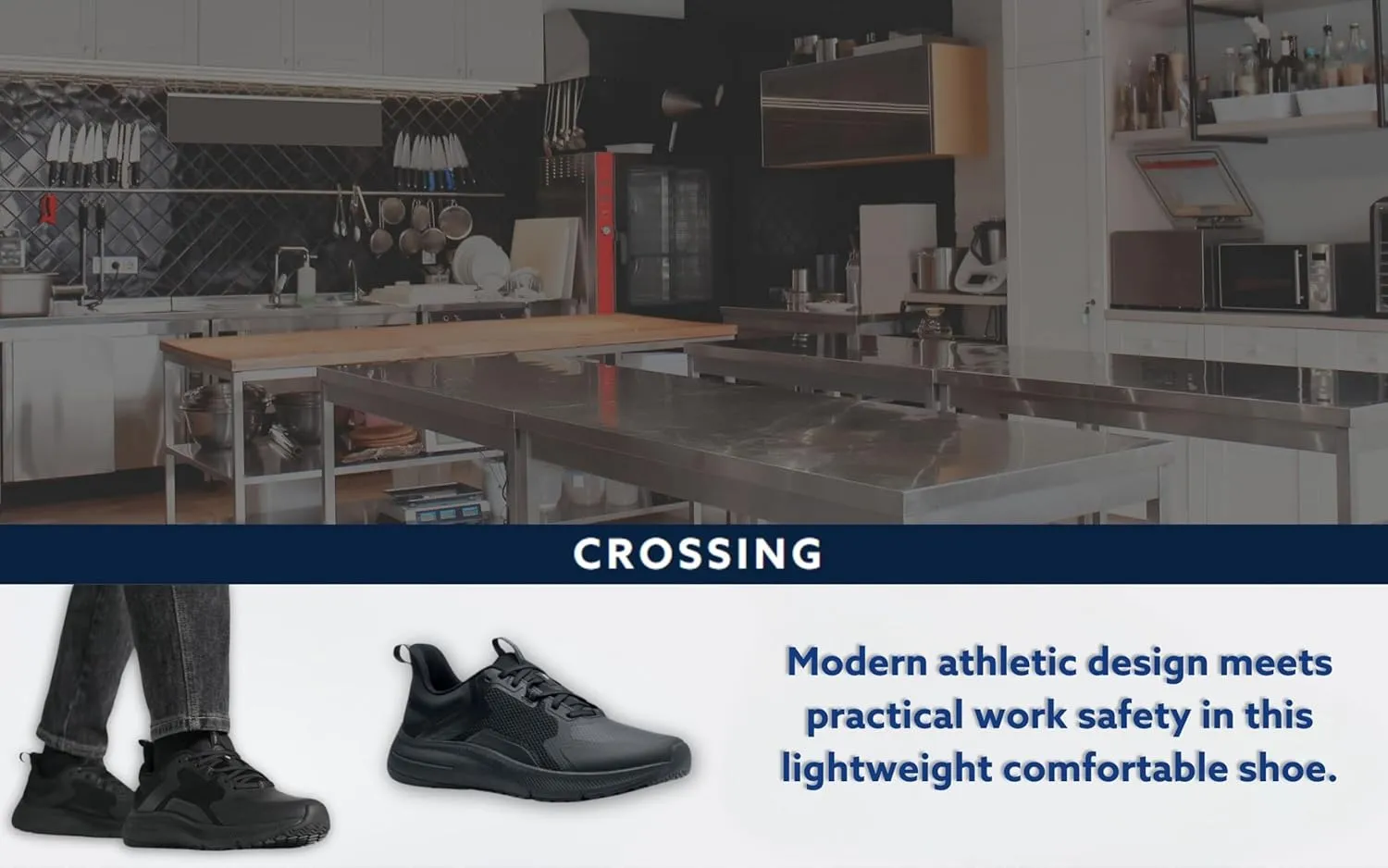 Shoes for Crews Crossing, Men's Slip Resistant Work Shoes, Healthcare and Food Service Sneakers, Water Resistant, Black or White