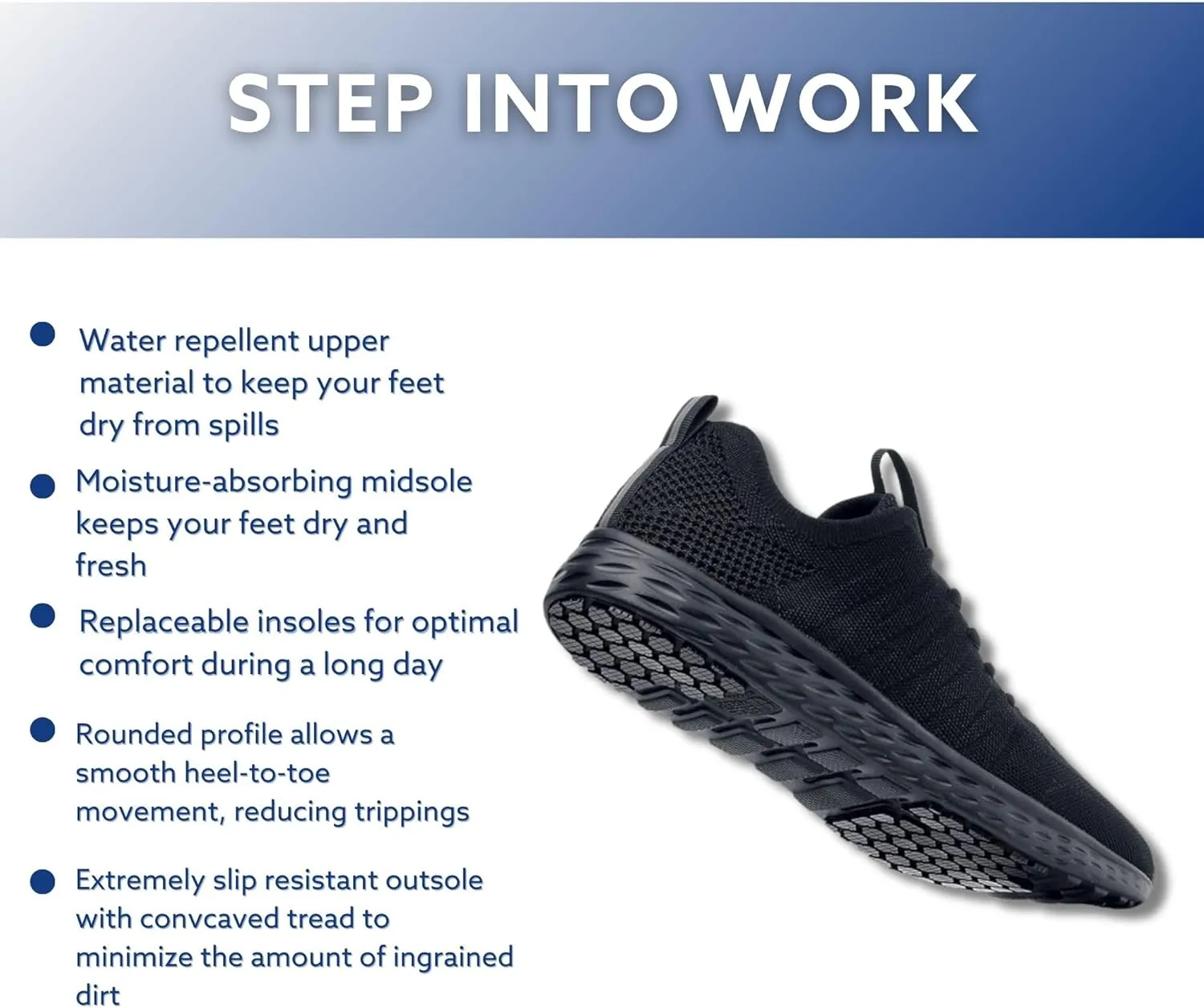 Shoes for Crews Non Slip Work Shoes for Women, Slip Resistant Shoes for Nurses, Comfortable Womens Sneakers, Everlight, Black