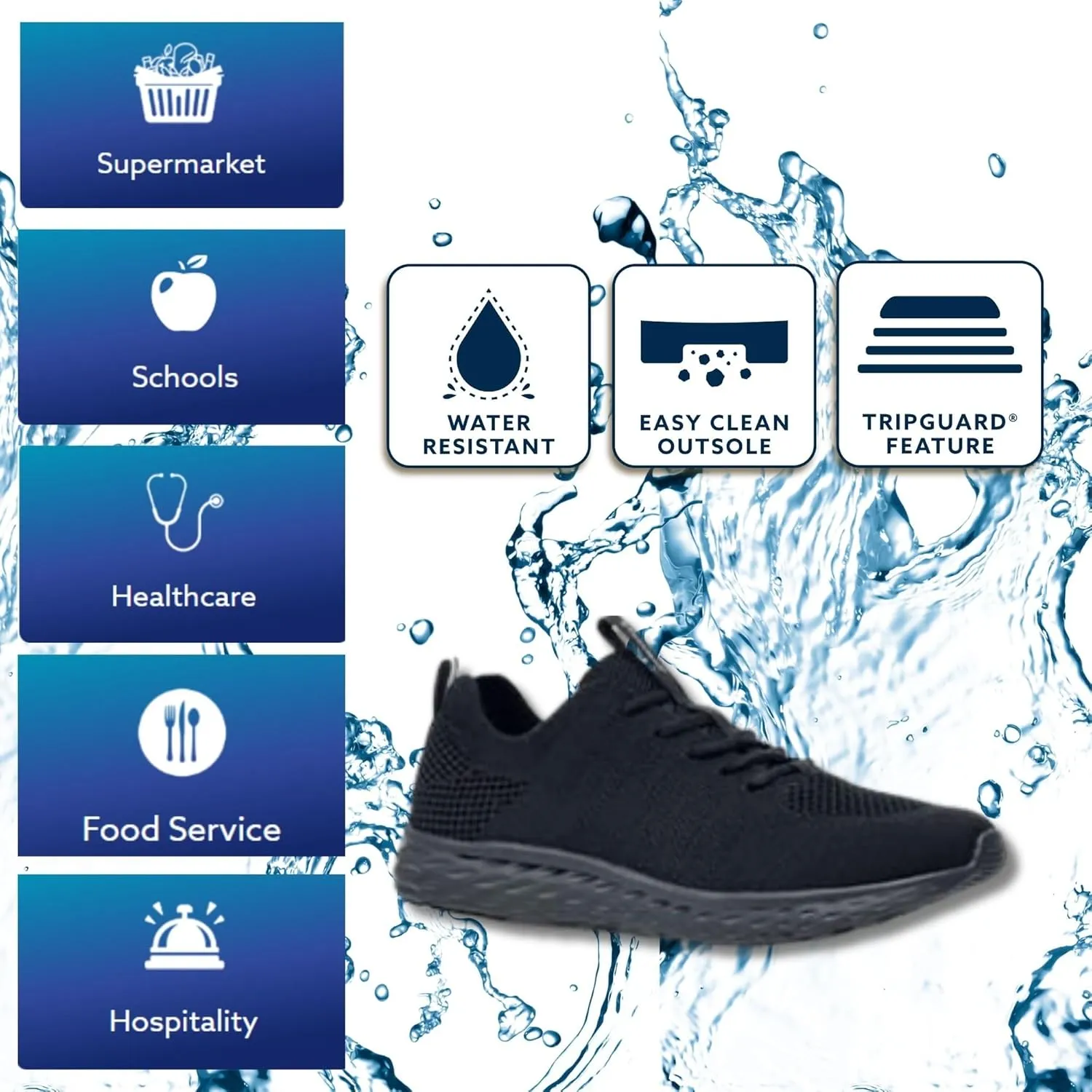 Shoes for Crews Non Slip Work Shoes for Women, Slip Resistant Shoes for Nurses, Comfortable Womens Sneakers, Everlight, Black