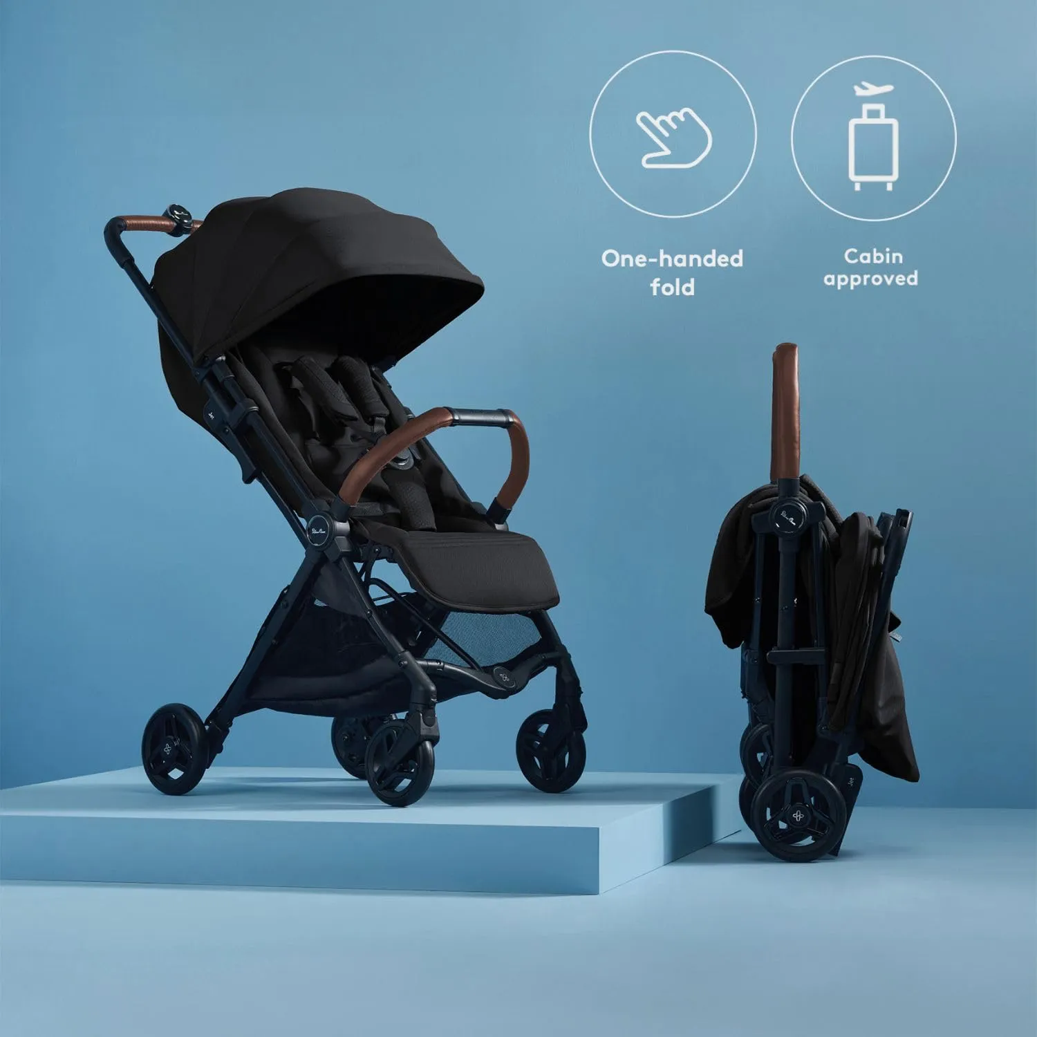 Silver Cross Jet 5 - Full Size TSA Approved Infant & Toddler Travel Stroller - Lightweight, Compact & Easy to Fold, with All-Terrain Wheels and One Hand Full Flat Recline (Space Black)