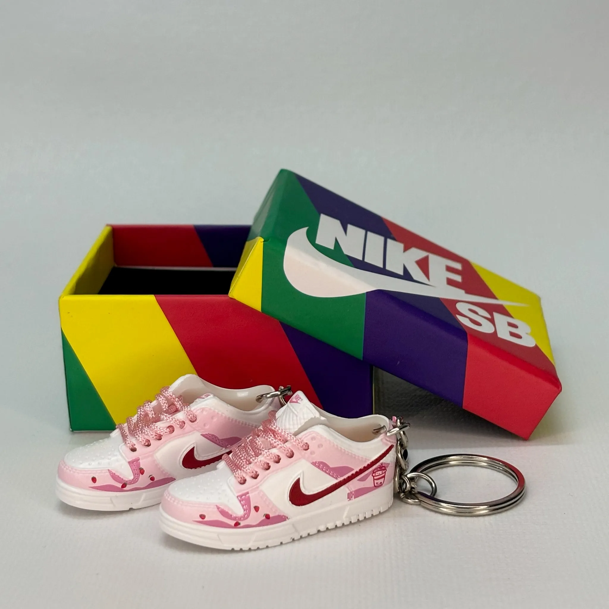 Single Sneaker Keychain - Dunk Low Pink Custom (No Box)