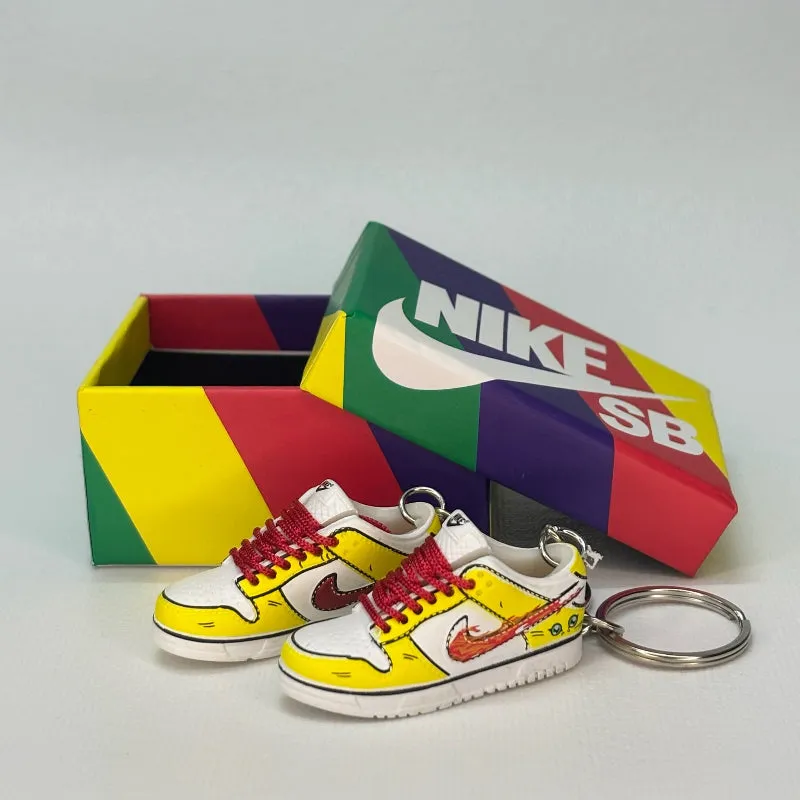 Single Sneaker Keychain - Dunk Low Yellow Custom With Box