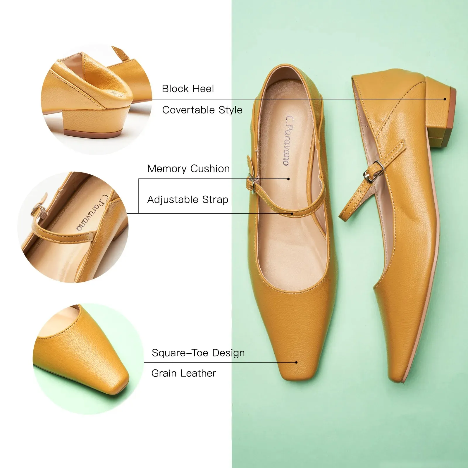 Single Strap Block Heel Mary Janes (Alva)