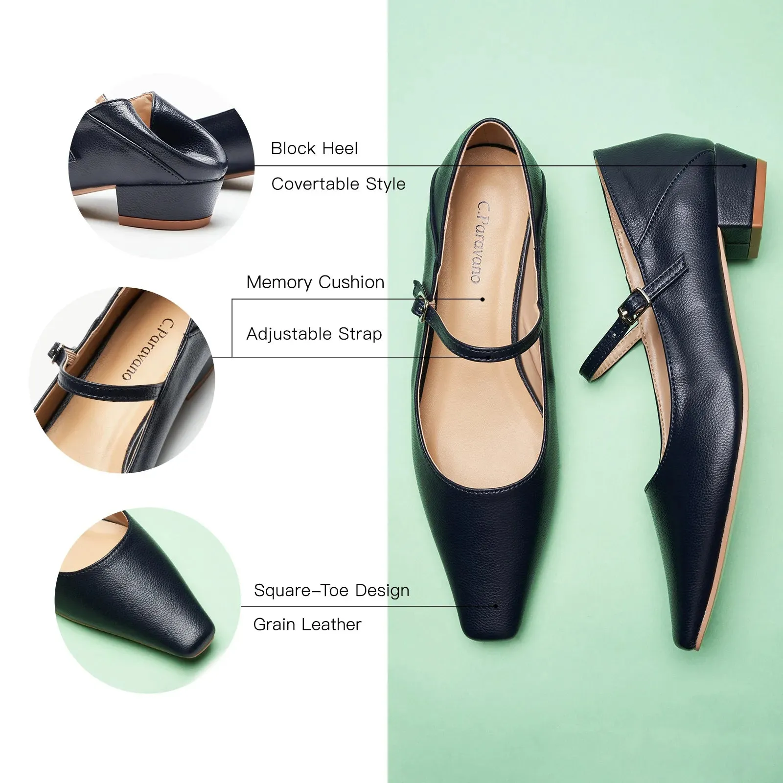 Single Strap Block Heel Mary Janes (Alva)