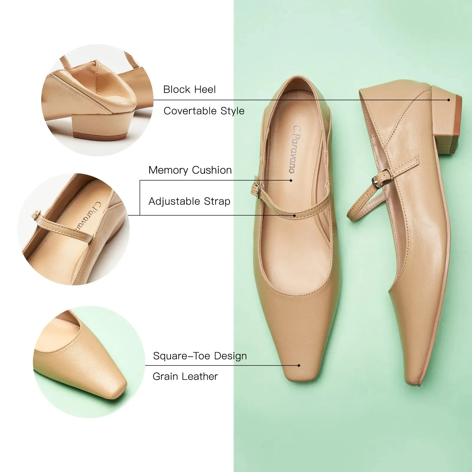 Single Strap Block Heel Mary Janes (Alva)