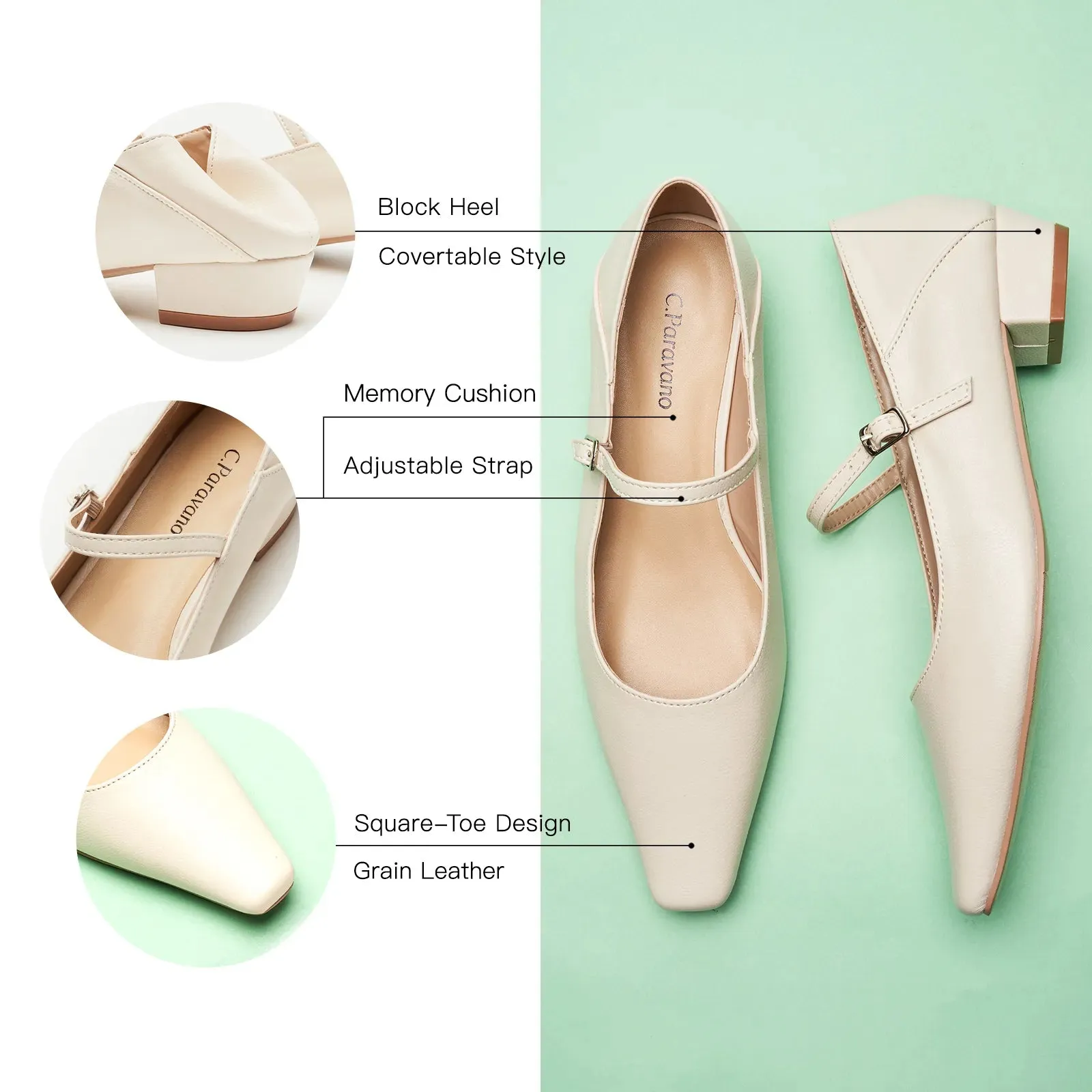 Single Strap Block Heel Mary Janes (Alva)