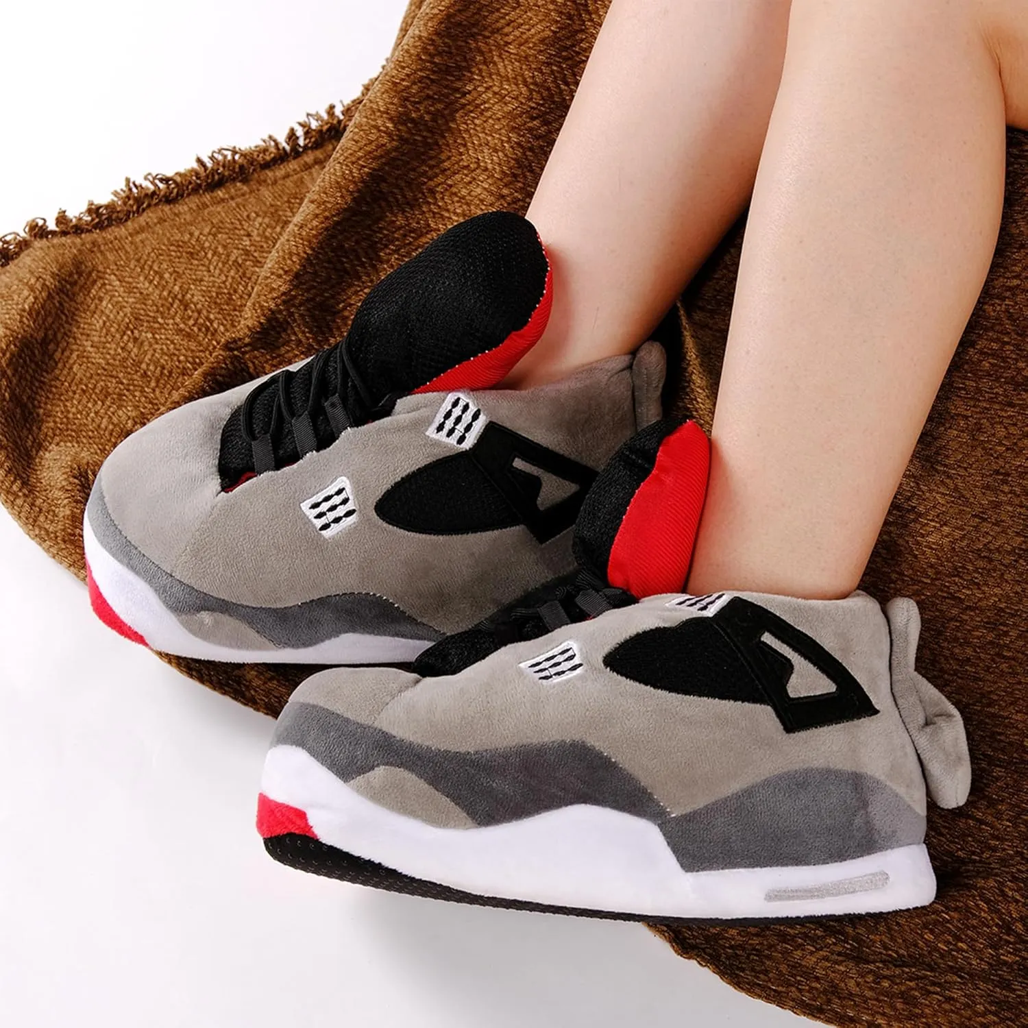 Sneaker Slippers, Trendy Plush Home Shoes Anti-Slip Soft Comfy Slides Warm Winter House Footwear One Size Fits Women Men