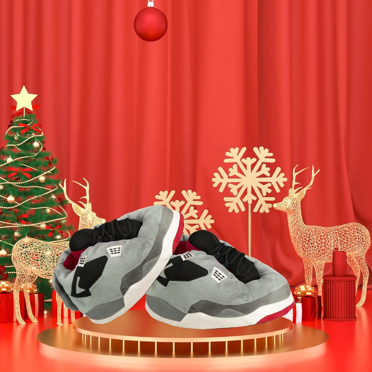 Sneaker Slippers, Trendy Plush Home Shoes Anti-Slip Soft Comfy Slides Warm Winter House Footwear One Size Fits Women Men